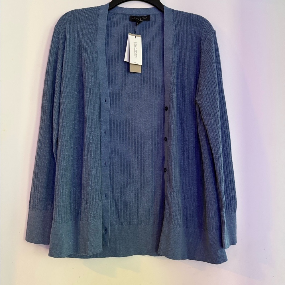 Banana Republic Ribbed Linen Blend Cardigan Size PS - Picture 2 of 5